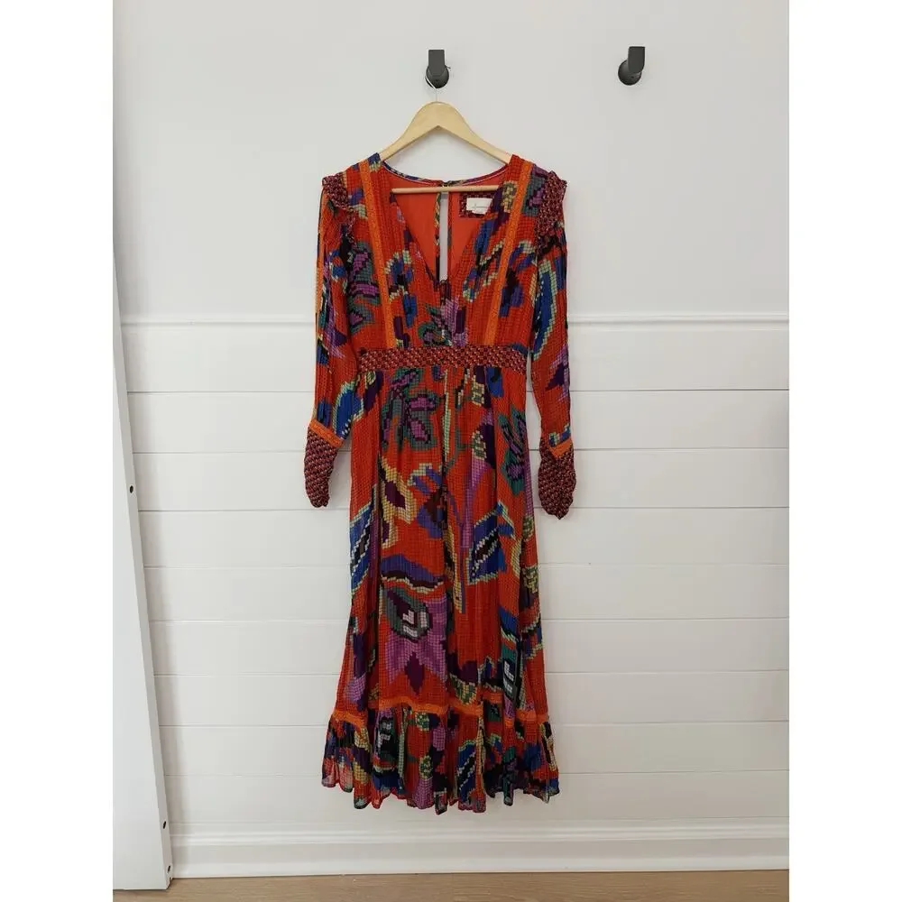 Women’s Anthropologie Tropical Maxi Dress Colorful Size Small S - Picture 2 of 9